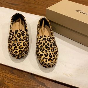 Clarks cheetah loafers.